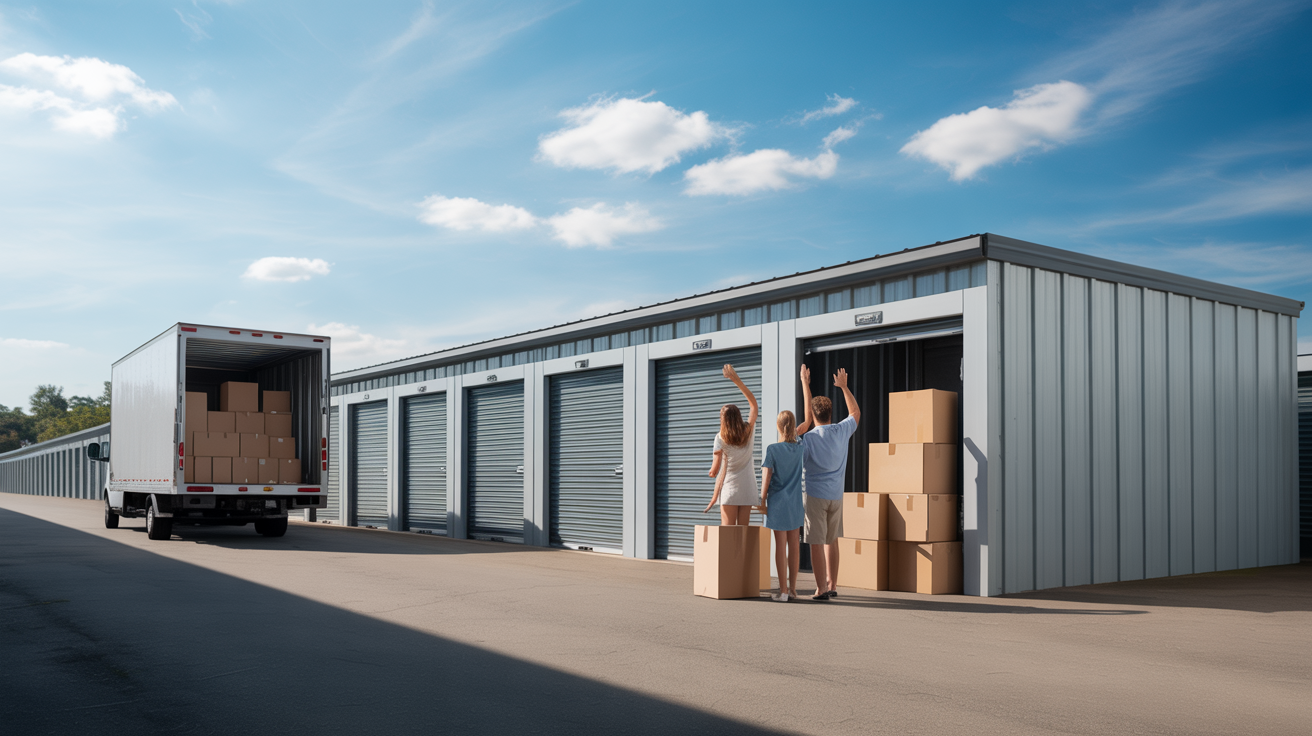 Neatly stacked and organized vaults in a secure, long-term storage warehouse by Abwini Transportation Services